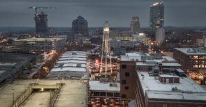 Downtown Durham, North Carolina on Christmas Day 2023