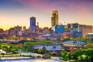 Omaha, Nebraska, USA downtown city skyline