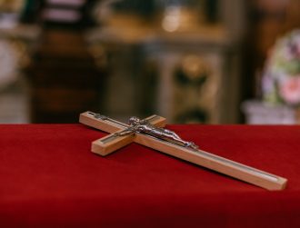 Jesus on a Cross. Decoration inside a Christian church. God, belief, religion, Christianity.